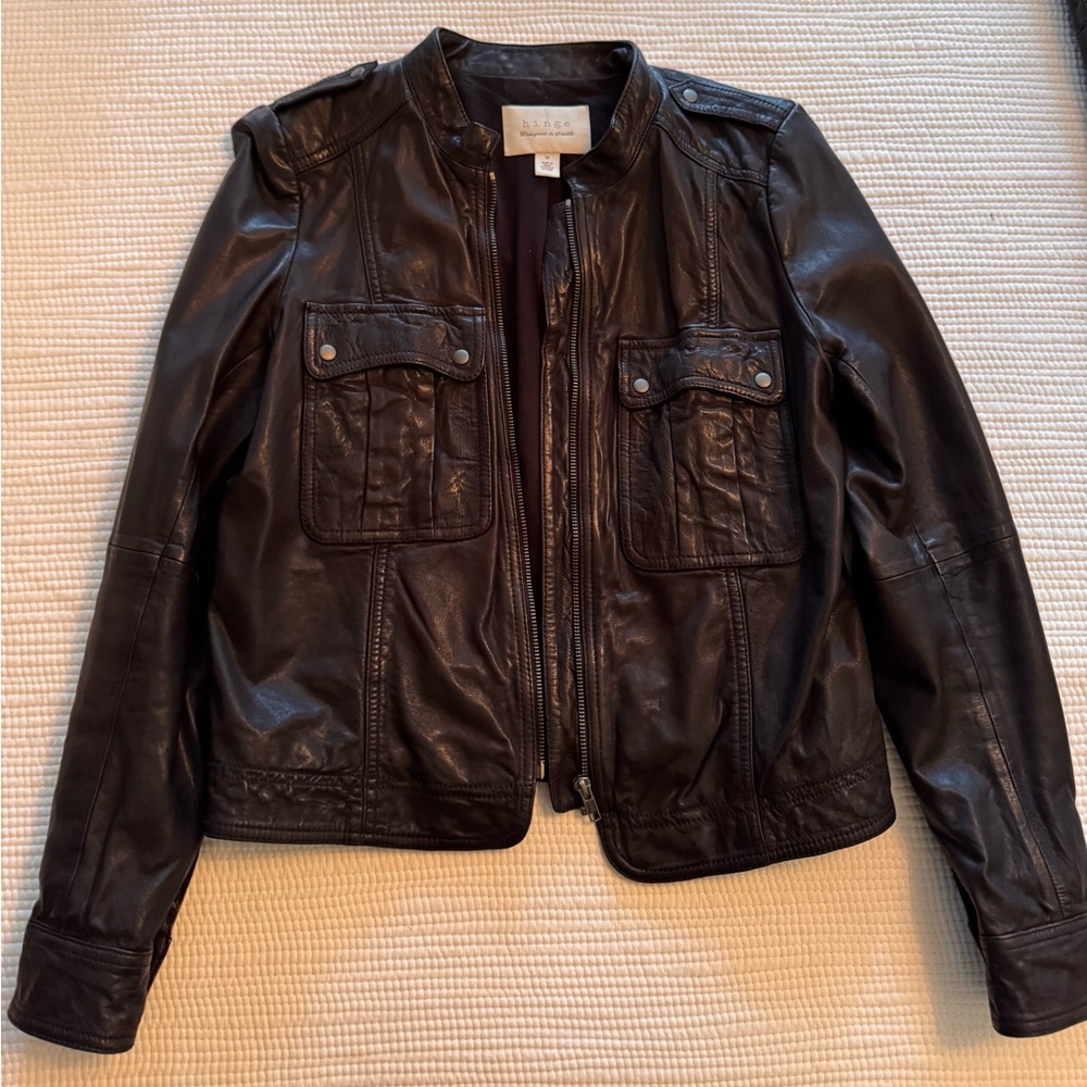 Hinge Women's Black Leather Jacket